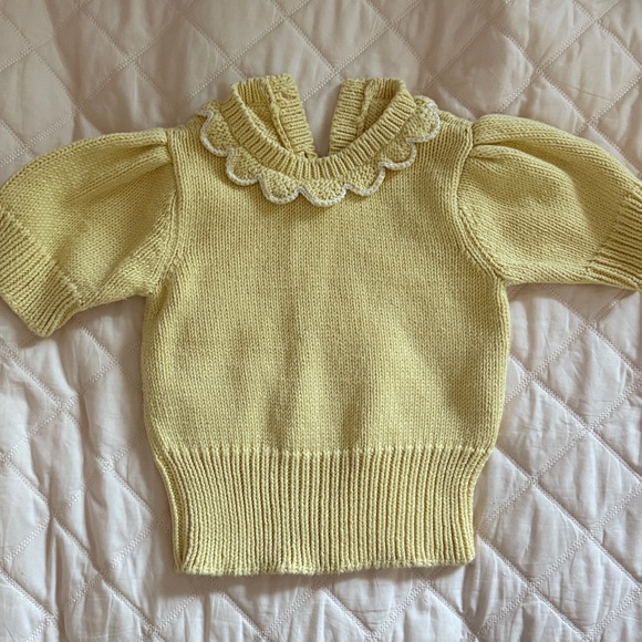 Misha And Puff Other - Misha & Puff Yellow Knit Sweater with Scalloped Collar